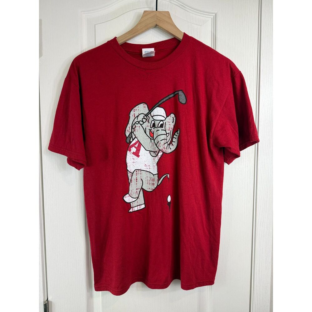 Swinging Elephant Club Alabama Golf T Shirt Mens M Red Distressed Big Al